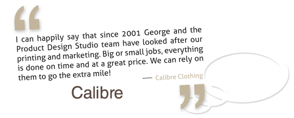 Calibre clothing loves working with Product Design Studio